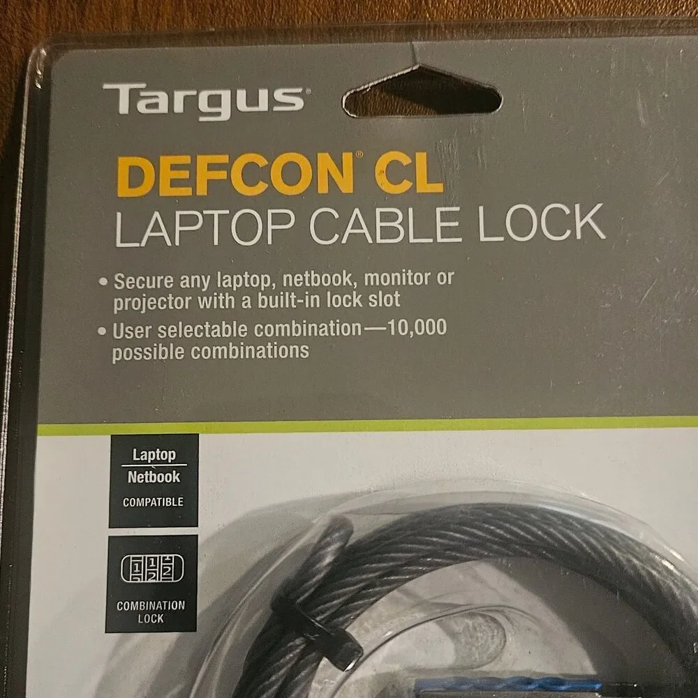 Targus DEFCON CL Laptop Cable Lock Resettable Combination Security Lock New